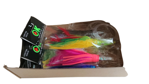 Box Set Of Six Coloured Tuna Feather Lures Tuna